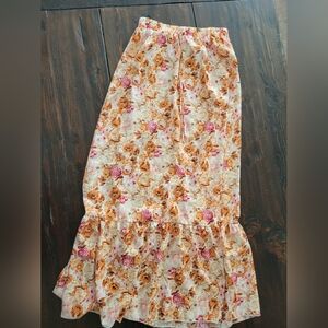 Floral Maxi Skirt in Orange and Pink